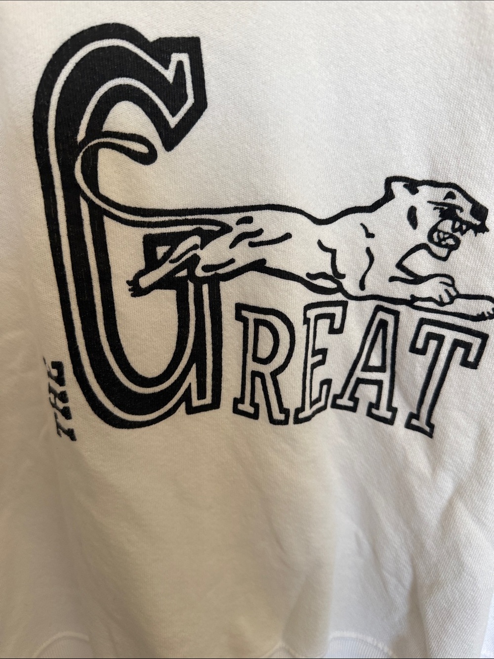 THE GREAT. White Shortsleeve Sweatshirt with Black Logo. Size 3 - Picture 3 of 4